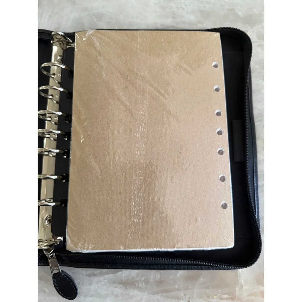 Day-Timer Leather Zip Around Planner Portfolio‎ Unisex Large Black  Professional